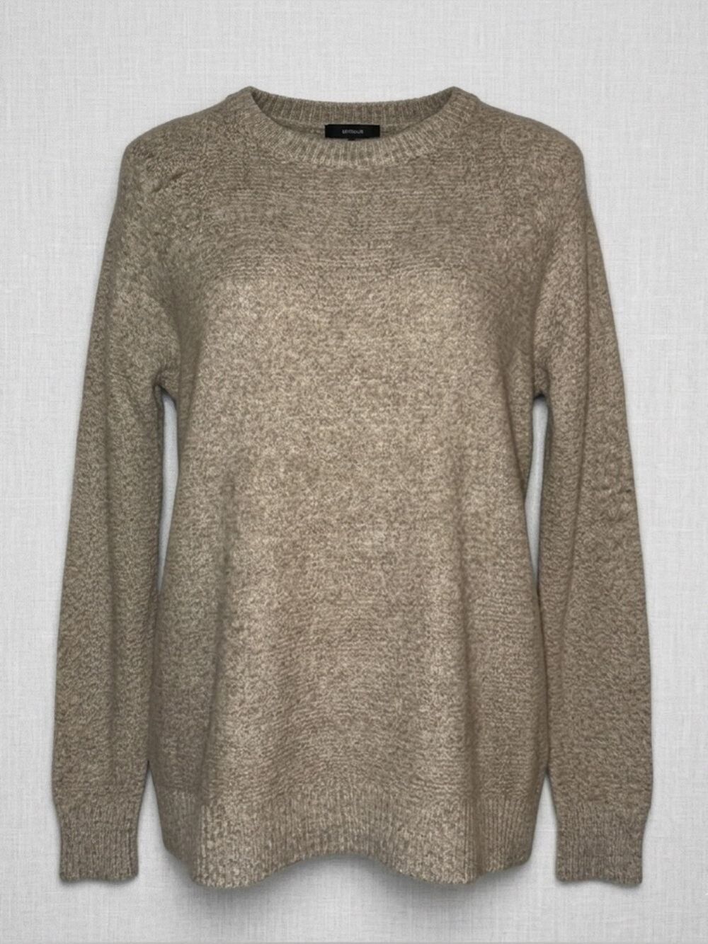 Pink Clover Beige Knit Sweater Small Neutral Lightweight Crewneck Pullover Cozy - Picture 2 of 16